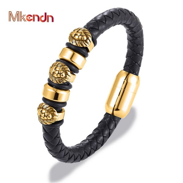 mkendn new genuine braided leather bracelet men leo lion skull stainless steel magnetic clasp bangles fashion punk male jewelry, Golden;silver
mkendn new genuine braided leather bracelet men leo lion skull stainless steel magnetic clasp bangles fashion punk male jewelry, Golden;silver