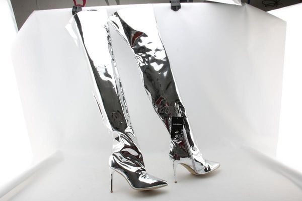 sapato feminino shoes-woman thigh high patent leather over the knee boots high heel gold silver mirror motorcycle botines, Black
sapato feminino shoes-woman thigh high patent leather over the knee boots high heel gold silver mirror motorcycle botines, Black