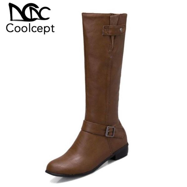 coolcept women knee high boots winter warm fur shoes women new fashion zipper buckle flats boots riding footwear size 34-43, Black
coolcept women knee high boots winter warm fur shoes women new fashion zipper buckle flats boots riding footwear size 34-43, Black
