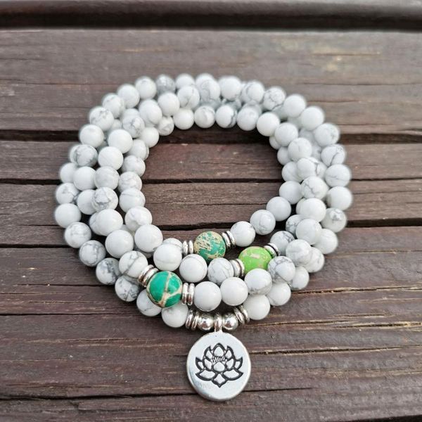 charm bracelets 6mm natural howlite stone 108 buddha mala bracelet or necklace yoga white for women summer fashion jewelry, Golden;silver
charm bracelets 6mm natural howlite stone 108 buddha mala bracelet or necklace yoga white for women summer fashion jewelry, Golden;silver