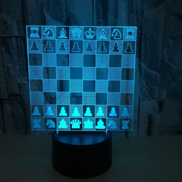 Remote Control 3d Decoration Atmosphere Lamp Touch Night Lights Creative Chess 3d Visual Stereo Table Lamp Christmas Gift