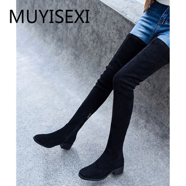 over the knee boots 4.5cm thick heels handsome long boots square toe women keep warm riding thigh knee high xm03 muyisexi, Black
over the knee boots 4.5cm thick heels handsome long boots square toe women keep warm riding thigh knee high xm03 muyisexi, Black