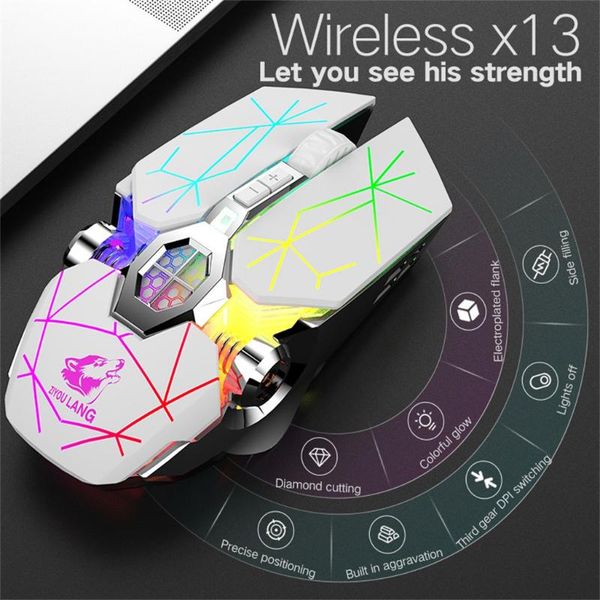 x13 wireless rechargeable game mouse mute 6 buttons liquid-cooled shining mechanical mice non slip slim design with wide roller
x13 wireless rechargeable game mouse mute 6 buttons liquid-cooled shining mechanical mice non slip slim design with wide roller