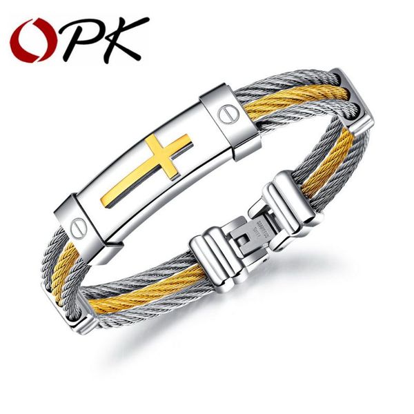opk wire rope cross bangles for men three layers stainless steel gold color male charm cable bracelet jewelry gift gh903, Black
opk wire rope cross bangles for men three layers stainless steel gold color male charm cable bracelet jewelry gift gh903, Black