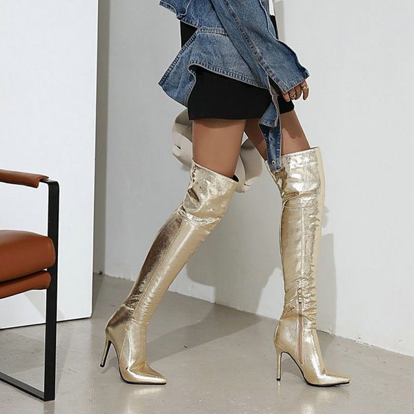 gold silver glitter club party womens boots super thin high heels overknees big size 34-48 woman thigh high boots shoes, Black
gold silver glitter club party womens boots super thin high heels overknees big size 34-48 woman thigh high boots shoes, Black