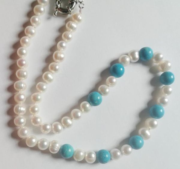 8x9mm white pearl blue stone mixed necklace natural freshwater pearl women jewelry 35cm 43cm 14'' 17, Golden;silver
8x9mm white pearl blue stone mixed necklace natural freshwater pearl women jewelry 35cm 43cm 14'' 17, Golden;silver