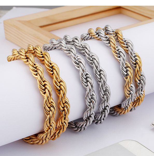6mm/8mm heavy fashion gold silver-color chain bracelets men women stainless steel braided twist rope chain bracelets jewelry, Black
6mm/8mm heavy fashion gold silver-color chain bracelets men women stainless steel braided twist rope chain bracelets jewelry, Black