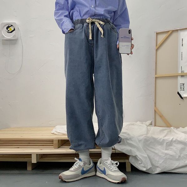 men's jeans 2021 spring and autumn youth loose solid color draping drawstring fashion casual pants blue/gray
men's jeans 2021 spring and autumn youth loose solid color draping drawstring fashion casual pants blue/gray