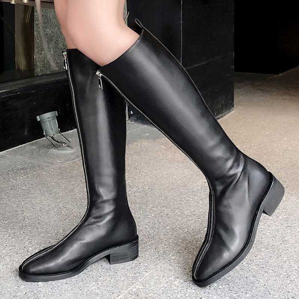 boots women's genuine leather front zip flats knee female punk long winter warm plush cold weather shoes, Black
boots women's genuine leather front zip flats knee female punk long winter warm plush cold weather shoes, Black
