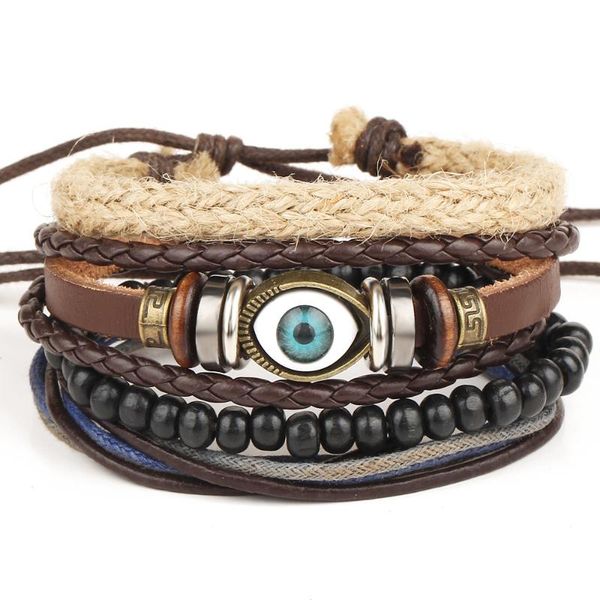 charm bracelets european and american foreign trade retro eyes multi-layer adjustable leather beaded bracelet hand-woven men's, Golden;silver
charm bracelets european and american foreign trade retro eyes multi-layer adjustable leather beaded bracelet hand-woven men's, Golden;silver