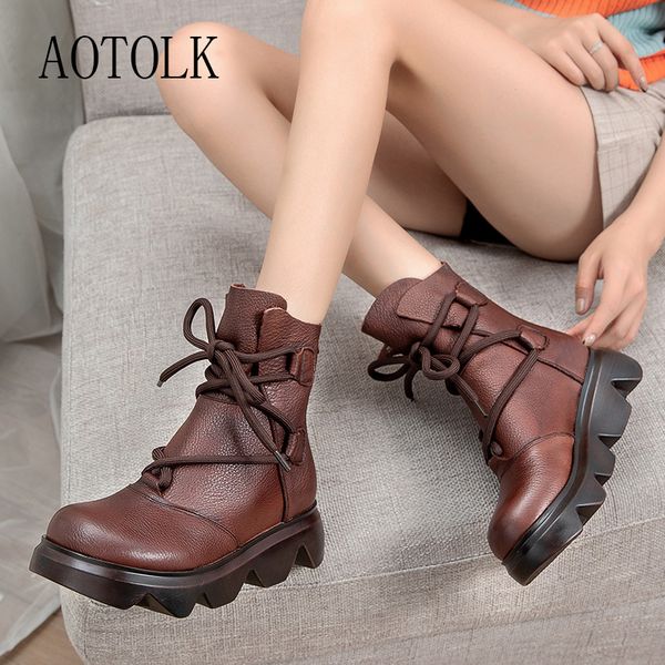genuine leather women boots retro short ankle boot female casual platform autumn winter lace-up shoes 2020 new arrival, Black
genuine leather women boots retro short ankle boot female casual platform autumn winter lace-up shoes 2020 new arrival, Black