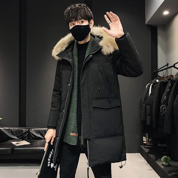 men's down & parkas jacket han edition young male long white duck feather coat in winter leisure fashionable hoodie, Black
men's down & parkas jacket han edition young male long white duck feather coat in winter leisure fashionable hoodie, Black