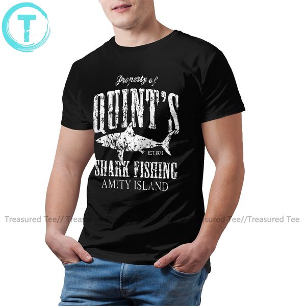 shark t shirt quints shark fishing amity island t-shirt men awesome tee shirt summer 100 cotton graphic tshirt