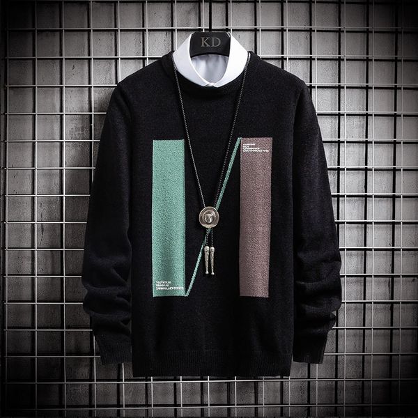 2020 new men's loose weaters autumn winter spell color round neck warm sweaters fashion contrast color korean style menco, White;black
2020 new men's loose weaters autumn winter spell color round neck warm sweaters fashion contrast color korean style menco, White;black