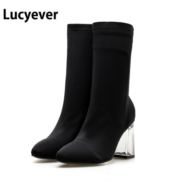 lucyever flock stock boots 2020 autumn winter fashion ladies transparent square high heels woman slip on botas mujer 35-42, Black
lucyever flock stock boots 2020 autumn winter fashion ladies transparent square high heels woman slip on botas mujer 35-42, Black