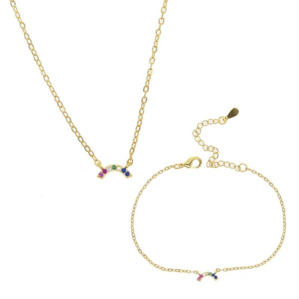 wholesale rainbow jewelry set minimal delicate design simple fashion jewelry for girl women lovely bracelet necklace set, Silver
wholesale rainbow jewelry set minimal delicate design simple fashion jewelry for girl women lovely bracelet necklace set, Silver