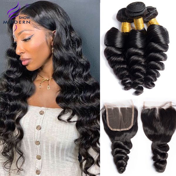 modern show brazilian loose deep wave bundles with closure 100% non-remy human hair weave 3 bundles with swiss lace closure, Black
modern show brazilian loose deep wave bundles with closure 100% non-remy human hair weave 3 bundles with swiss lace closure, Black