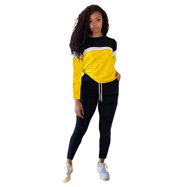womens two piece pants panelled ladies contrast two piece sets loose womens clothing crew neck designer, White
womens two piece pants panelled ladies contrast two piece sets loose womens clothing crew neck designer, White
