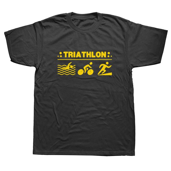 new funny triathlon swimer runner cycler t shirt men short sleeves hip hop oversized o-neck cotton t shirts