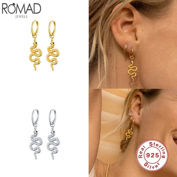 romad 100% 925 sterling silver punk snake earrings drop dangle pendant huggie earrings for women fine jewelry pendientes w4, Golden;silver
romad 100% 925 sterling silver punk snake earrings drop dangle pendant huggie earrings for women fine jewelry pendientes w4, Golden;silver