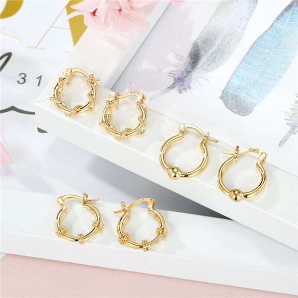 hoop & huggie 1pair simple gold color twine circle earrings for women trendy elegant cute bead round small jewelry gift e767, Golden;silver
hoop & huggie 1pair simple gold color twine circle earrings for women trendy elegant cute bead round small jewelry gift e767, Golden;silver