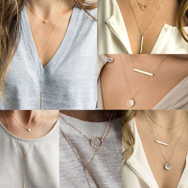 pendant necklaces women's geometric heart-shaped stainless steel alloy multi-layer necklace fashion personality simple decoration jewel, Silver
pendant necklaces women's geometric heart-shaped stainless steel alloy multi-layer necklace fashion personality simple decoration jewel, Silver