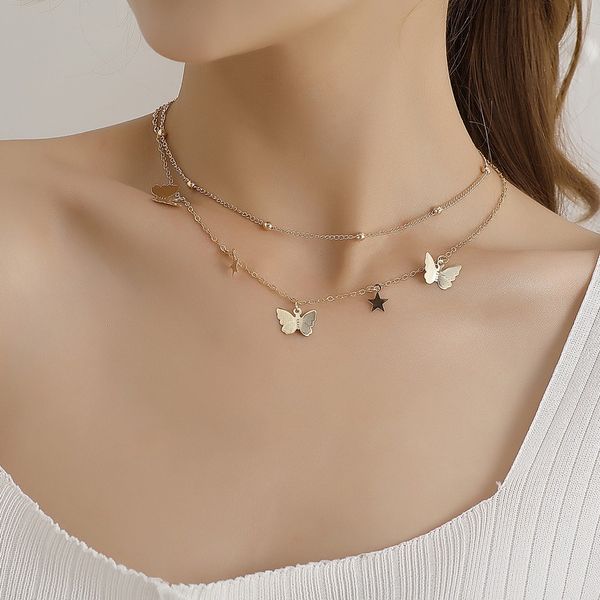 chokers chic fashion cute star butterfly pendant choker necklace women double layer geometric beads chains clavicle jewelry, Golden;silver
chokers chic fashion cute star butterfly pendant choker necklace women double layer geometric beads chains clavicle jewelry, Golden;silver
