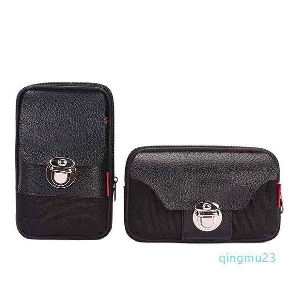 wholesale-outdoor sports equipment zipper leather purse multi-purpose portable outdoor men's pockets running bag