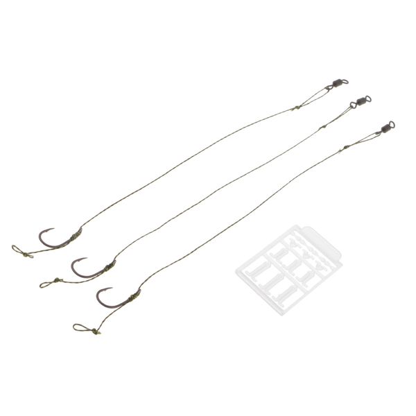 3pcs ready tied carp fishing rigs, nylon braided line barbed hook & swivel 17.5 cm/6.9 inch
3pcs ready tied carp fishing rigs, nylon braided line barbed hook & swivel 17.5 cm/6.9 inch