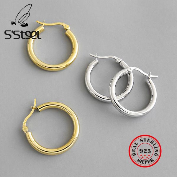 hoop & huggie s'steel minimalism circle earrings for women 925 sterling silver gold bijoux femme 2021 aretes de mujer pendientes plata, Golden;silver
hoop & huggie s'steel minimalism circle earrings for women 925 sterling silver gold bijoux femme 2021 aretes de mujer pendientes plata, Golden;silver