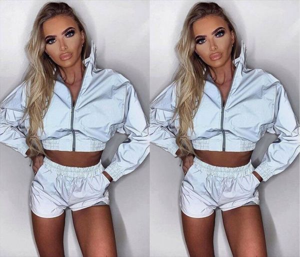 fashion female women casual clothes sets reflective coat clubwear long sleeve casual jacket outwear crop bottons shorts, Gray
fashion female women casual clothes sets reflective coat clubwear long sleeve casual jacket outwear crop bottons shorts, Gray