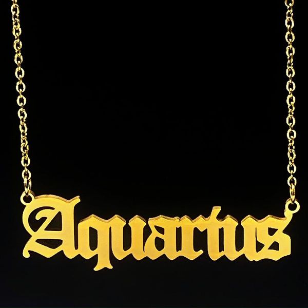 old english 12 zodiac necklace for women gold color necklace for women stainless steel gold chain vertical, Silver
old english 12 zodiac necklace for women gold color necklace for women stainless steel gold chain vertical, Silver