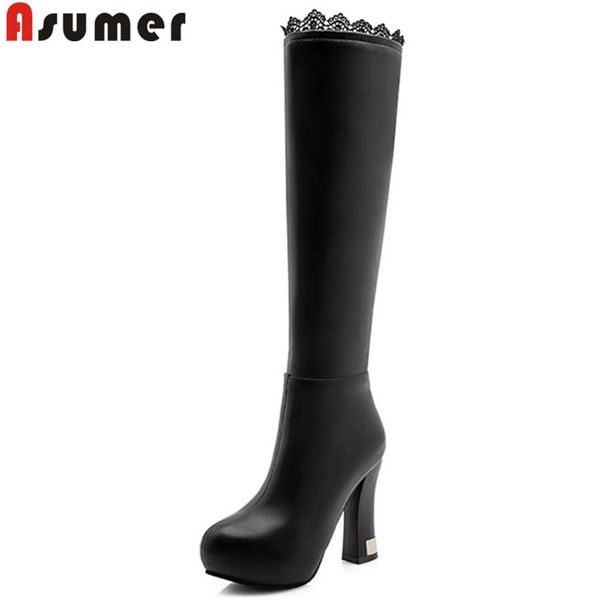 boots asumer black white fashion autumn winter zip knee high round toe platform thick heels ladies big size
boots asumer black white fashion autumn winter zip knee high round toe platform thick heels ladies big size