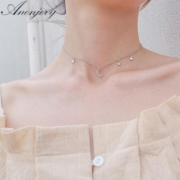 anenjery 925 sterling silver necklace micro zircon moon star pendant short clavicle necklace for women choker collar s-n220
anenjery 925 sterling silver necklace micro zircon moon star pendant short clavicle necklace for women choker collar s-n220