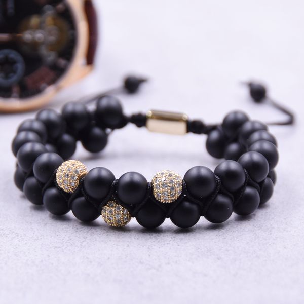 new design men women 8mm black matte beaded bracelets double row adjustable double layer handwoven braided bracelets for g, Golden;silver
new design men women 8mm black matte beaded bracelets double row adjustable double layer handwoven braided bracelets for g, Golden;silver