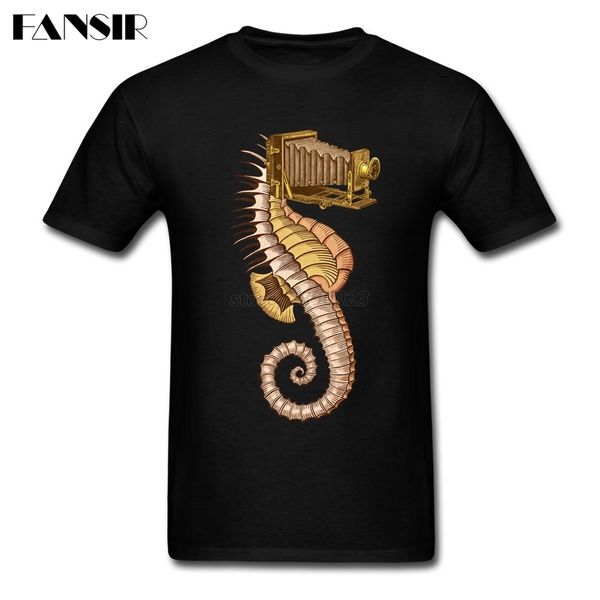 plain tshirts man 100% cotton short sleeve hippocampus camerarum family clothing men t shirts