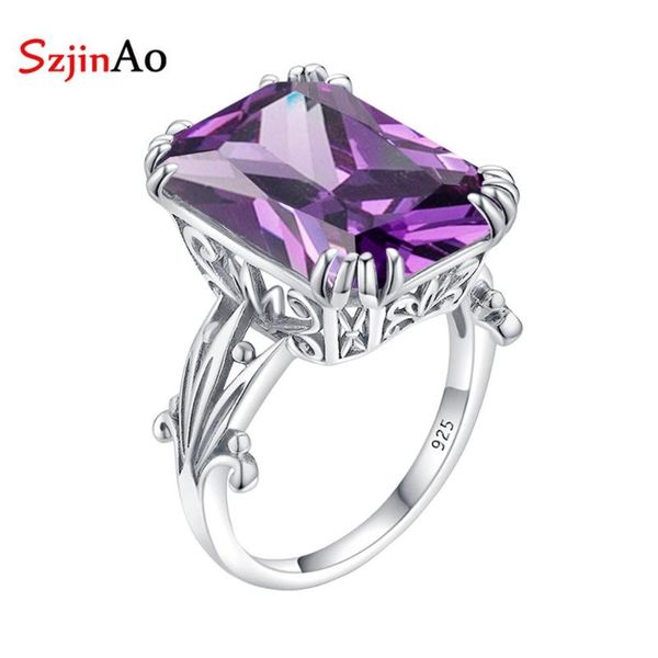 szjinao silver rings for women real 925 sterling silver vintage amethyst gemstone rectangle fine jewelry handmade wedding gift, Golden;silver
szjinao silver rings for women real 925 sterling silver vintage amethyst gemstone rectangle fine jewelry handmade wedding gift, Golden;silver