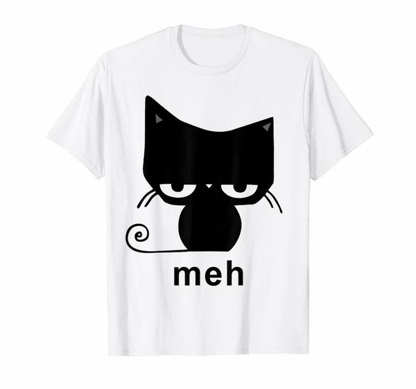 meh black cat funny white t-shirt gift for cat lovers s-3xl tee shirt
