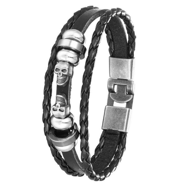 2020 fashion vintage leather bracelet men's skull car multi-layer warp knitted bracelet punk jewelry pulseira masculina, Black
2020 fashion vintage leather bracelet men's skull car multi-layer warp knitted bracelet punk jewelry pulseira masculina, Black