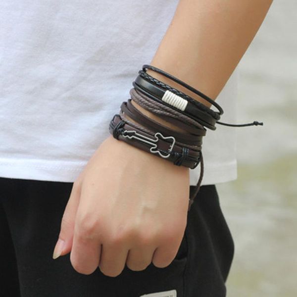 men punk bracelets women handmade pu leather bracelet braided bangle wristband set, Golden;silver
men punk bracelets women handmade pu leather bracelet braided bangle wristband set, Golden;silver