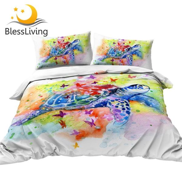 BlessLiving Sea Turtle Bedding Set Watercolor Tortoise Duvet Cover Set Twin Size Butterfly Bed Cover Colorful Bedclothes 3pcs
BlessLiving Sea Turtle Bedding Set Watercolor Tortoise Duvet Cover Set Twin Size Butterfly Bed Cover Colorful Bedclothes 3pcs