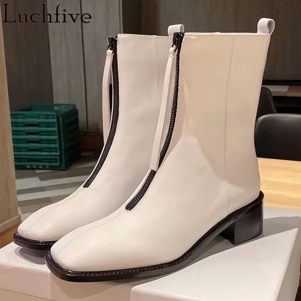 front zipper women's boots square toe party shoes chunky heels ladies boots white black leather for women
front zipper women's boots square toe party shoes chunky heels ladies boots white black leather for women