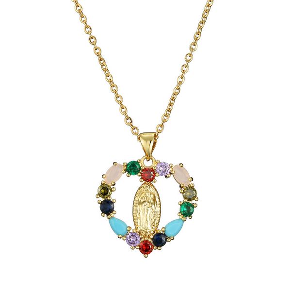 pendant necklaces unique design heart shape virgin mary necklace for women men rainbow color crystal cz jewelry gift friend, Silver
pendant necklaces unique design heart shape virgin mary necklace for women men rainbow color crystal cz jewelry gift friend, Silver