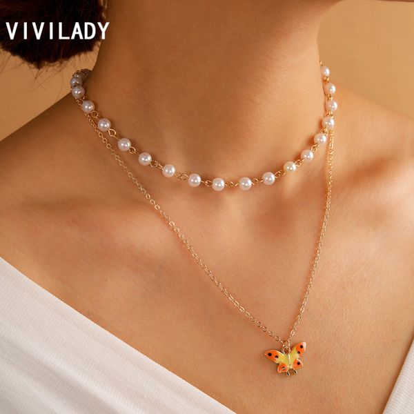 chokers vivilady 2021 imitation pearl beaded cute colorful alloy drop glaze butterfly pendant women choker necklace for female gift, Golden;silver
chokers vivilady 2021 imitation pearl beaded cute colorful alloy drop glaze butterfly pendant women choker necklace for female gift, Golden;silver