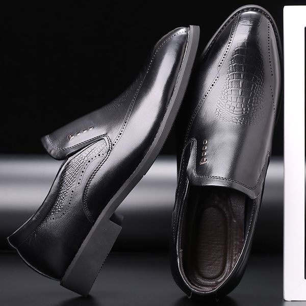 dress shoes first layer leather men's embossed business formal brogue pointed casual, Black
dress shoes first layer leather men's embossed business formal brogue pointed casual, Black