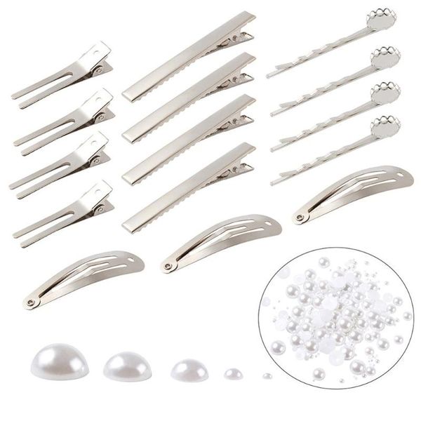 1set diy hair accessories with hair clip finding and abs plastic imitation pearl cabochons white jewelry making, Golden;silver
1set diy hair accessories with hair clip finding and abs plastic imitation pearl cabochons white jewelry making, Golden;silver