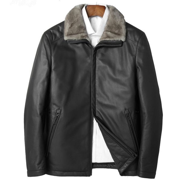 men's leather & faux genuine jacket winter men 90% duck down jackets collar sheepskin coat chaqueta hombre my1329, Black
men's leather & faux genuine jacket winter men 90% duck down jackets collar sheepskin coat chaqueta hombre my1329, Black