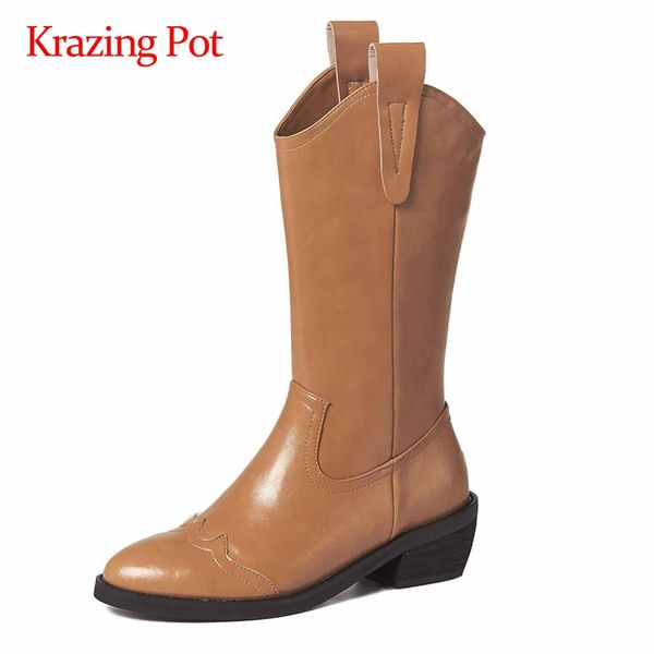 krazing pot western boots natural leather classic colors handmade pointed toe thick high heel slip on fashion mid-calf boots l21, Black
krazing pot western boots natural leather classic colors handmade pointed toe thick high heel slip on fashion mid-calf boots l21, Black