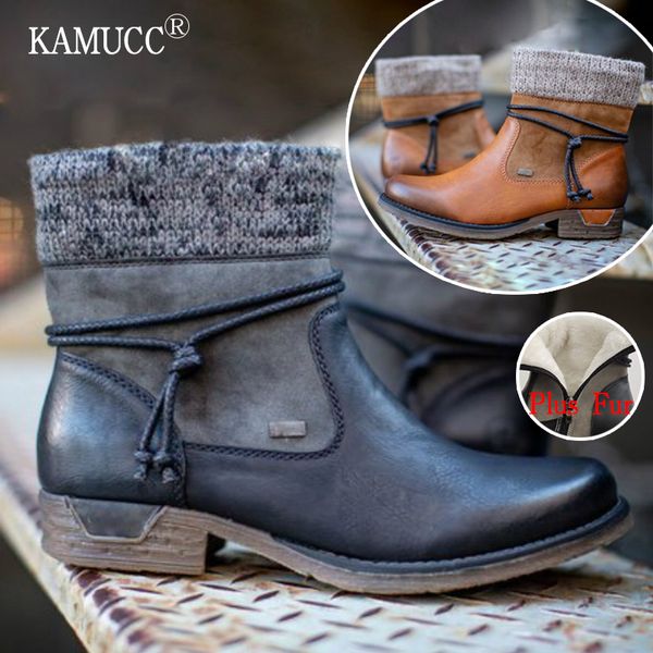boots women 2021 winter warm ankle vintage lace up ladies snow knitted patchwork zip casual female shoes, Black
boots women 2021 winter warm ankle vintage lace up ladies snow knitted patchwork zip casual female shoes, Black