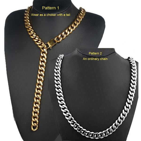 men multi-function tail chain miami cuban link chains choker necklace stainless steel jewelry high polished hip hop supplies, Silver
men multi-function tail chain miami cuban link chains choker necklace stainless steel jewelry high polished hip hop supplies, Silver